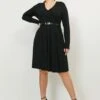 Karen Millen Curve Viscose Jersey Long Sleeve Wrap Dress