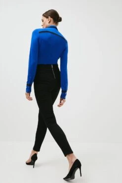 Karen Millen High Rise Skinny Zip Detail Stretch Jeans 9 Karen Millen High Rise Skinny Zip Detail Stretch Jeans -Karen Millen Shop black high rise skinny zip detail stretch jeans 2