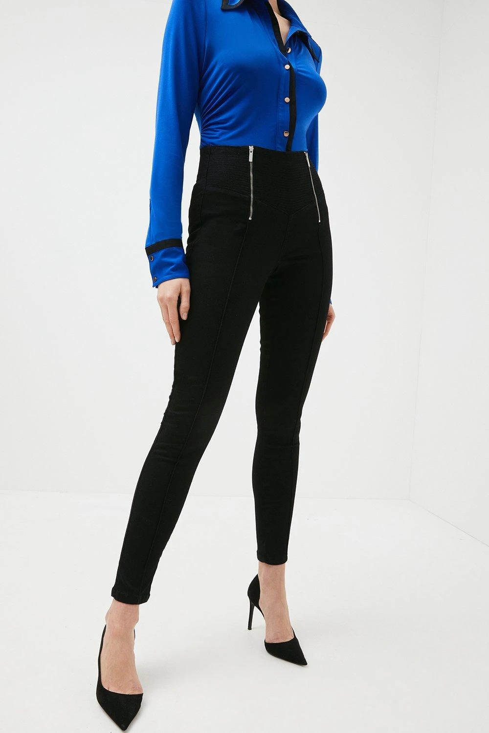 Karen Millen High Rise Skinny Zip Detail Stretch Jeans 6 Karen Millen High Rise Skinny Zip Detail Stretch Jeans - Image 4
