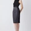 Karen Millen Leather & Ponte Zip Through Pencil Skirt