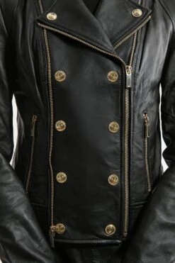 Karen Millen Military Leather Biker -Karen Millen Shop black military leather biker 2