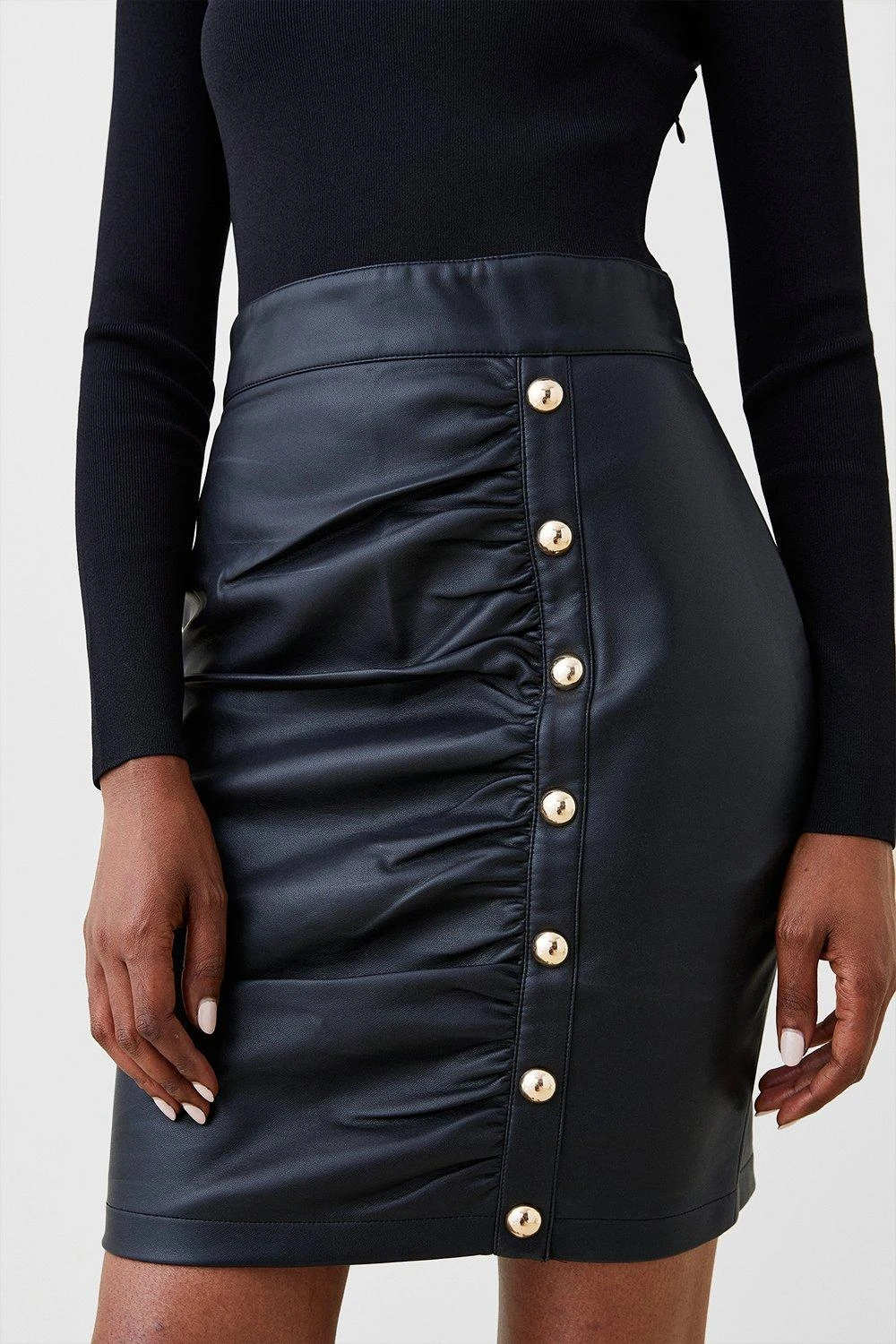 Karen Millen Petite Pu Knit And Mix Mini Dress 3 Karen Millen Petite Pu Knit And Mix Mini Dress