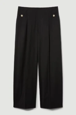 Karen Millen Plus Polished High Waist Dart Detail Trouser -Karen Millen Shop black plus polished high waist dart detail trouser 1 4