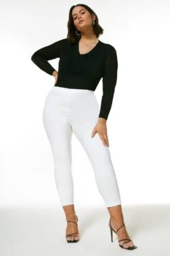 Karen Millen Plus Size Essential Techno Cotton Crop Trouser
