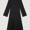 Karen Millen Plus Size High Low Hem Long Sleeve Midi Dress -Karen Millen Shop black plus size high low hem long sleeve midi dress