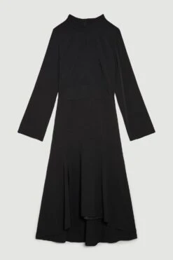 Karen Millen Plus Size High Low Hem Long Sleeve Midi Dress