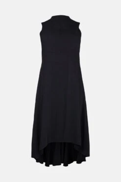 Front Page 25 Front Page -Karen Millen Shop black plus size soft tailored high low midi dress 1