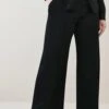 Karen Millen Plus Size Viscose Satin Pleat Palazzo Trouser -Karen Millen Shop black plus size viscose satin pleat palazzo trouser