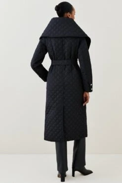 Karen Millen Quilted Longline Collar Coat