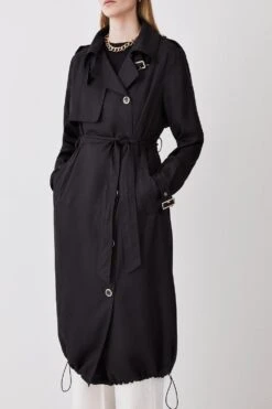 Karen Millen Relaxed Belted Trench Coat -Karen Millen Shop black relaxed belted trench coat 1 2