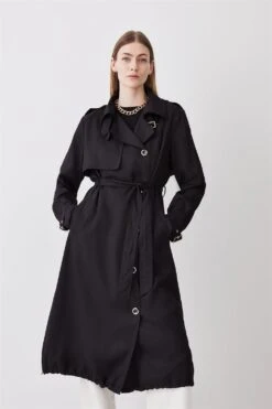 Karen Millen Relaxed Belted Trench Coat -Karen Millen Shop black relaxed belted trench coat 1 3