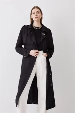 Karen Millen Relaxed Belted Trench Coat -Karen Millen Shop black relaxed belted trench coat 1 5