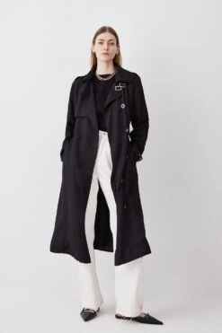 Karen Millen Relaxed Belted Trench Coat -Karen Millen Shop black relaxed belted trench coat 1 6