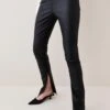 Karen Millen Stretch Leather Split Hem Legging -Karen Millen Shop black stretch leather split hem legging