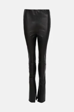 Karen Millen Stretch Leather Split Hem Legging -Karen Millen Shop black stretch leather split hem legging 2
