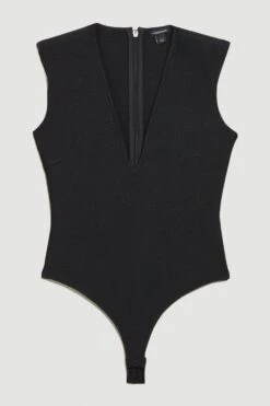 Karen Millen Tall Bandage V Neck Thong Bodysuit -Karen Millen Shop black tall bandage v neck thong bodysuit 2