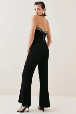 Karen Millen Tall Cady Wide Leg Woven Trouser -Karen Millen Shop black tall cady wide leg woven trouser 1