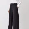 Karen Millen Tall Compact Stretch Belted Wide Leg Trouser -Karen Millen Shop black tall compact stretch belted wide leg trouser