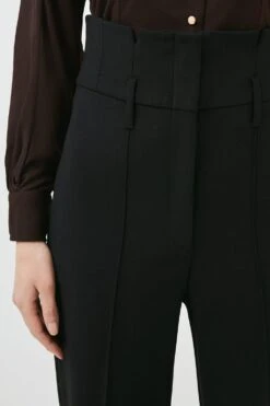 Karen Millen Tall Compact Stretch High Waist Slim Leg Trouser -Karen Millen Shop black tall compact stretch high waist slim leg trouser 1