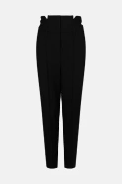 Karen Millen Tall Compact Stretch High Waist Slim Leg Trouser -Karen Millen Shop black tall compact stretch high waist slim leg trouser 3