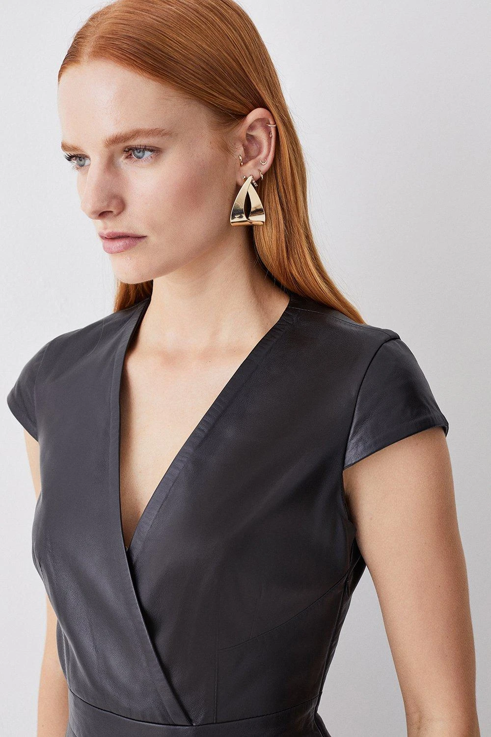 Karen Millen Tall Leather Pleat Skirt Mini Dress 4 Karen Millen Tall Leather Pleat Skirt Mini Dress - Image 2