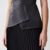 Karen Millen Tall Leather Pleat Skirt Mini Dress