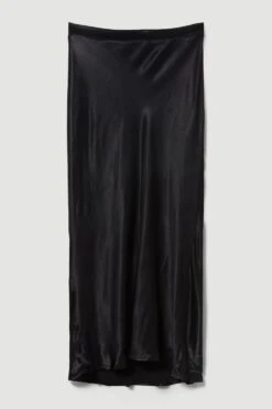 Karen Millen Tall Satin Viscose Woven Skirt -Karen Millen Shop black tall satin viscose woven skirt 4