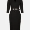 Karen Millen Tall Structured Crepe Belted Forever Midi Dress -Karen Millen Shop black tall structured crepe belted forever midi dress