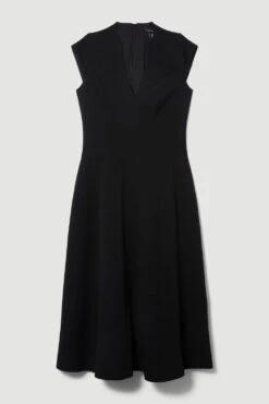 Karen Millen Tall Structured Crepe Seam Detail Full Skirt Midi Dress