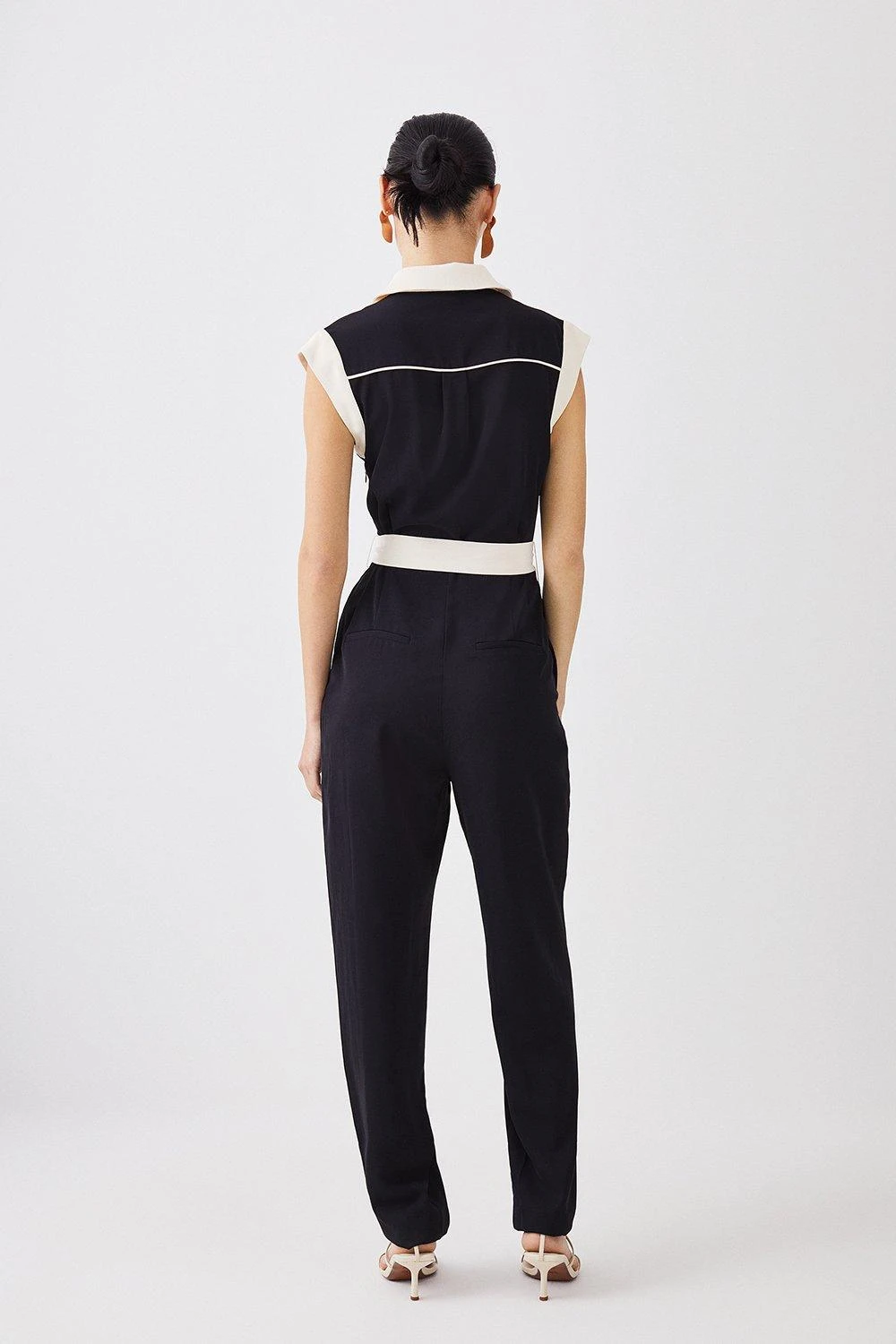Karen Millen Tall Twill Button Detail Woven Wrap Jumpsuit 6 Karen Millen Tall Twill Button Detail Woven Wrap Jumpsuit - Image 4