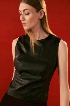 Karen Millen The Founder Leather Washed Shell Top 9 Karen Millen The Founder Leather Washed Shell Top -Karen Millen Shop black the founder leather washed shell top 2
