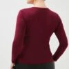 Karen Millen Plus Size Long Sleeve Jersey Wrap Top -Karen Millen Shop burgundy plus size long sleeve jersey wrap top