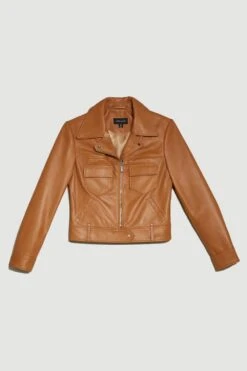 Karen Millen Leather Pocket Detail Belted Biker Jacket 9 Karen Millen Leather Pocket Detail Belted Biker Jacket -Karen Millen Shop camel leather pocket detail belted biker jacket 2