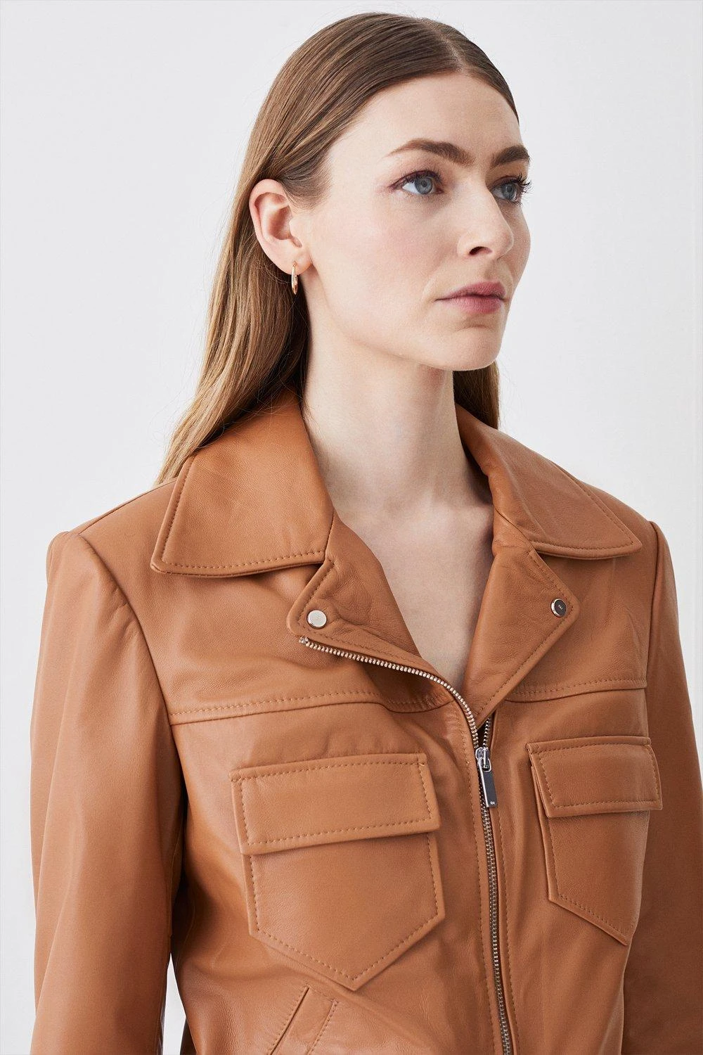 Karen Millen Leather Pocket Detail Belted Biker Jacket 6 Karen Millen Leather Pocket Detail Belted Biker Jacket - Image 4