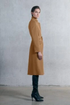 Karen Millen Tall Italian Wool Cashmere Notch Neck Coat -Karen Millen Shop camel tall italian wool cashmere notch neck coat 1 4