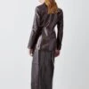 Karen Millen Patent Leather 5 Pocket Maxi Skirt -Karen Millen Shop chocolate patent leather 5 pocket maxi skirt