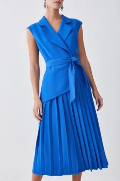 Karen Millen Petite Military Pleat Short Sleeve Midi Dress 9 Karen Millen Petite Military Pleat Short Sleeve Midi Dress -Karen Millen Shop cobalt petite military pleat short sleeve midi dress 2