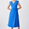 Karen Millen Petite Tailored Military Pleat Midi Dress -Karen Millen Shop cobalt petite tailored military pleat midi dress