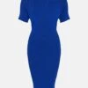 Karen Millen Petite Twist Back Reverse Knit Mini Dress -Karen Millen Shop cobalt petite twist back reverse knit mini dress