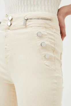 Karen Millen High Rise Skinny Waist Detail Jeans -Karen Millen Shop cream high rise skinny waist detail jeans 2