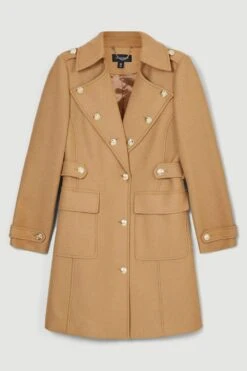 Karen Millen Tall Italian Wool Cashmere Military Maxi Coat -Karen Millen Shop dark tan tall italian wool cashmere military maxi coat 2
