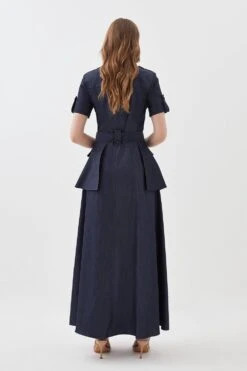 Karen Millen Lydia Millen Tailored Denim Utility Shirt Midi Dress