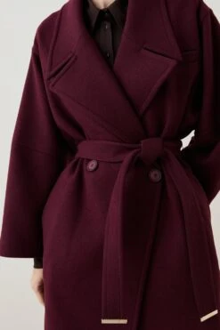 Karen Millen Tall Italian Wool Raglan Sleeve Coat -Karen Millen Shop fig tall italian wool raglan sleeve coat 2