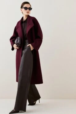Karen Millen Tall Italian Wool Raglan Sleeve Coat -Karen Millen Shop fig tall italian wool raglan sleeve coat 4