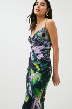 Karen Millen Petite Soon Strap Detail Bias Cut Woven Slip -Karen Millen Shop floral petite soon strap detail bias cut woven slip 1 2