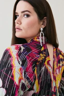 Karen Millen Plus Size Abstract Butterly Metallic Blouse -Karen Millen Shop floral plus size abstract butterly metallic blouse 3