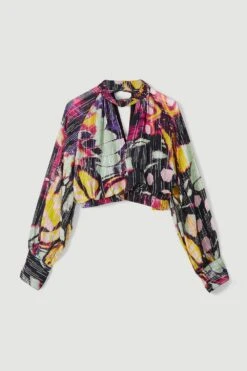 Karen Millen Plus Size Abstract Butterly Metallic Blouse -Karen Millen Shop floral plus size abstract butterly metallic blouse 4