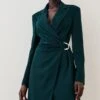 Karen Millen Tall Soft Tailored Wrap Mini Tux Dress -Karen Millen Shop forest tall soft tailored wrap mini tux dress