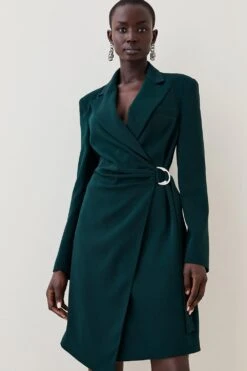 Karen Millen Tall Soft Tailored Wrap Mini Tux Dress