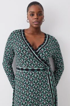 Karen Millen Plus Size Self Belted Viscose Blend Jersey Midi Dress -Karen Millen Shop geo plus size self belted viscose blend jersey midi dress 1